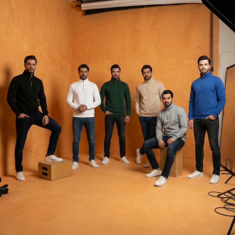 دورس مردانه نیم زیپ مدل Behbod-سفید